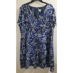 J. Crew Black, Blue And White Floral Dress J0923 - Size 20 NWT MSRP $80